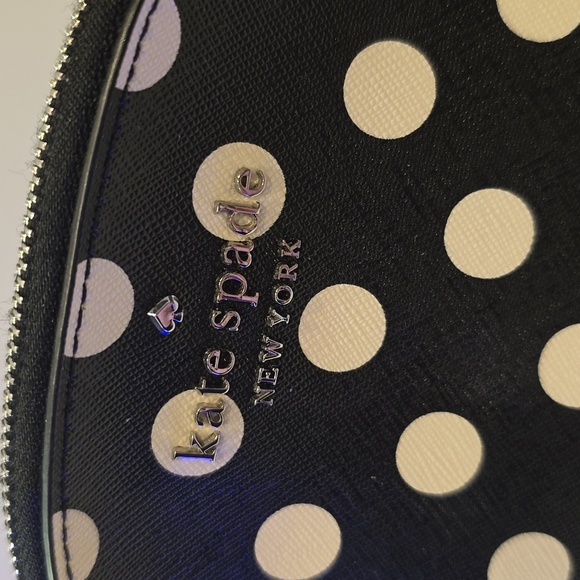 Kate spade polka sunshine dot cosmetic case Morgan Small Zip Bag Black White - Picture 2 of 6